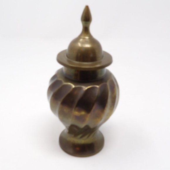 Vintage Brass Ginger Jar Twist Pattern 7 1/4" H  Made in India - Picture 4 of 10